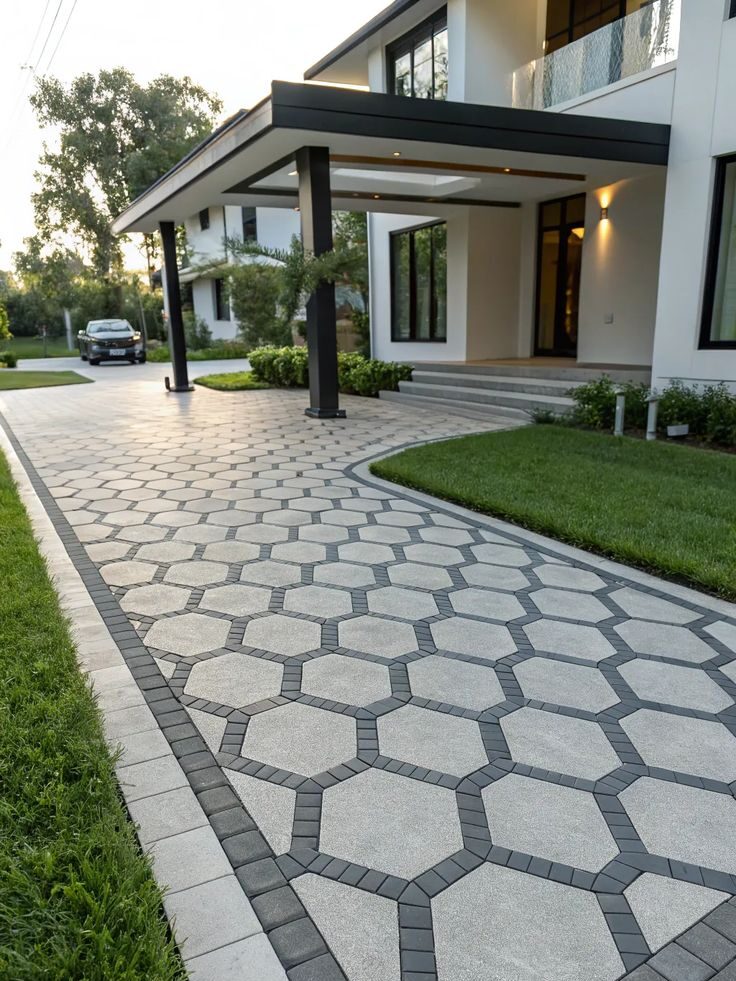 18+ Stunning Driveway Paver Design Ideas